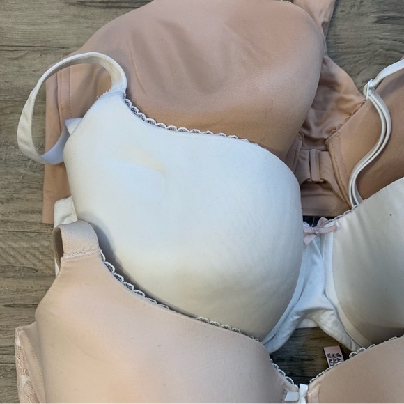Victoria Secret Bundle 3 Bras Nude White Lined Demi Perfect Coverage - Picture 4 of 13